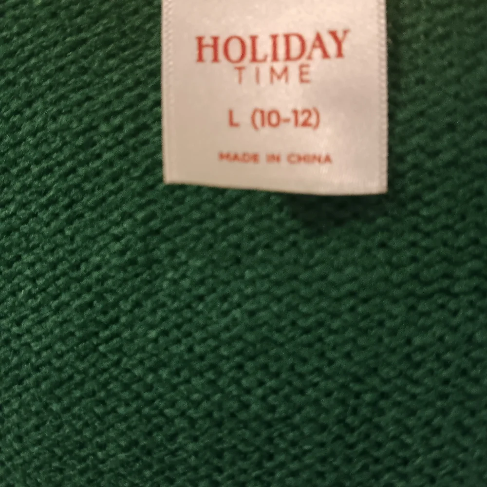 Holiday Time Festive Green and White Throw Sweater For Kids